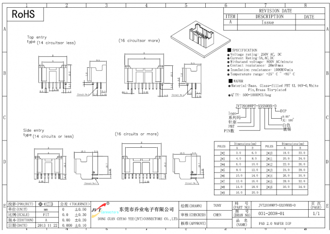 PAD 2.0mm Straight Header PCB Board Connector DIP 10 Pins Daul Row